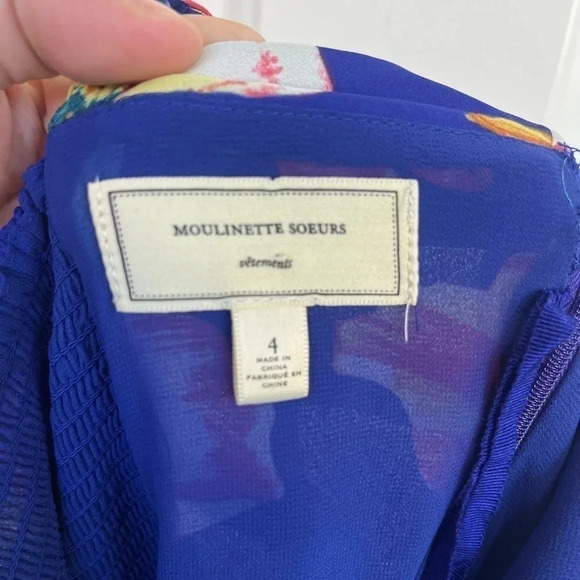 Moulinette Soeurs  (Anthropologie) Anona Blue Floral Midi size 4 - Picture 9 of 9